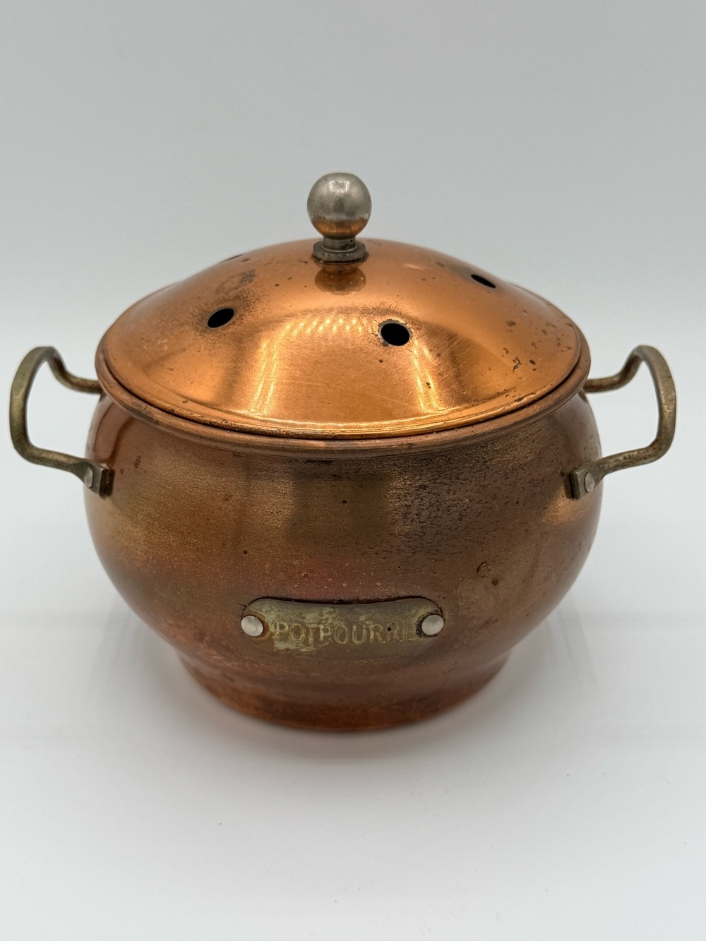 Copper Potpourri Bowl with Lid - Copper Finish